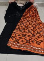 Pure Camric Cotton Orange Casual Wear Chikankari Work Readymade Kurti With Plazzo